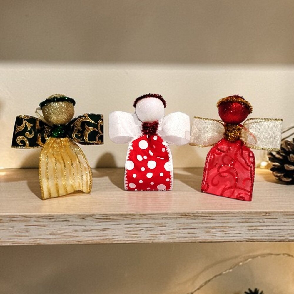 (3) Pc. Handmade Pretty Christmas Colors 4-5"  Angel Ornaments / Gifts